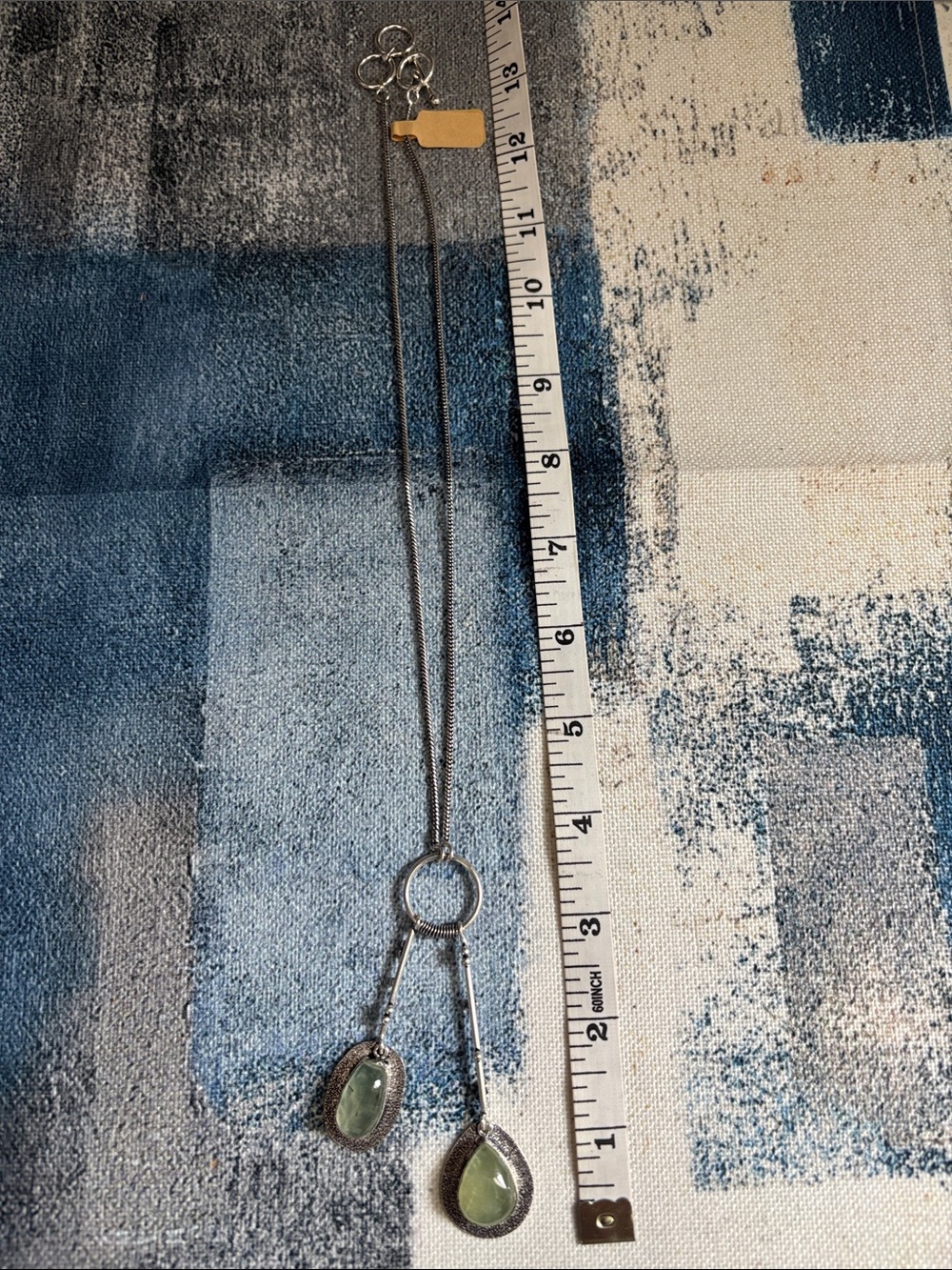 Double Drop Prehnite Light Green Gemstone Necklace - Picture 4 of 10